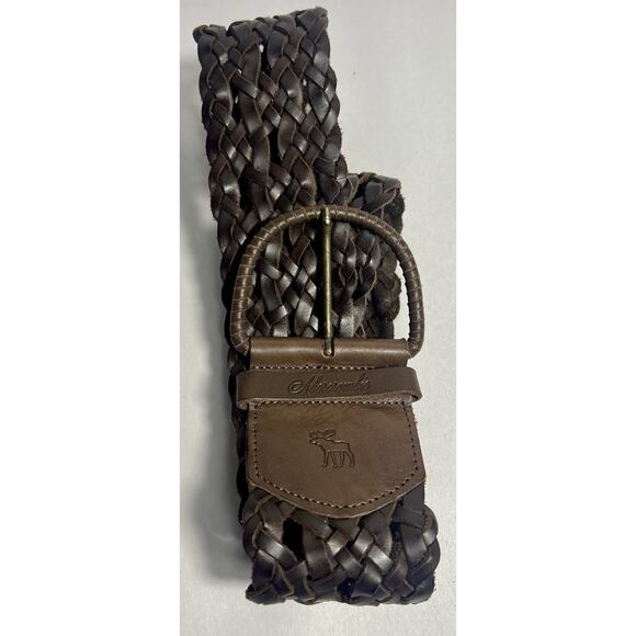 Vintage Abercrombie & Fitch Wide 2” Leather Brown Braided Belt Boho Womens M/L - Picture 5 of 6
